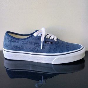 Vans Women's Authentic Deboss OTW Low Top Leather Sneaker in Nice Dress Blues